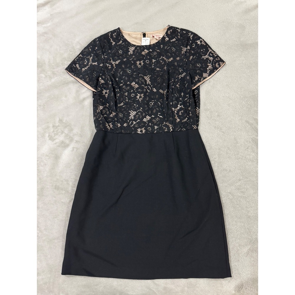 Brooks Brothers Red Fleece Black Lace Wool Blend Illusion Sheath Dress NWT 8